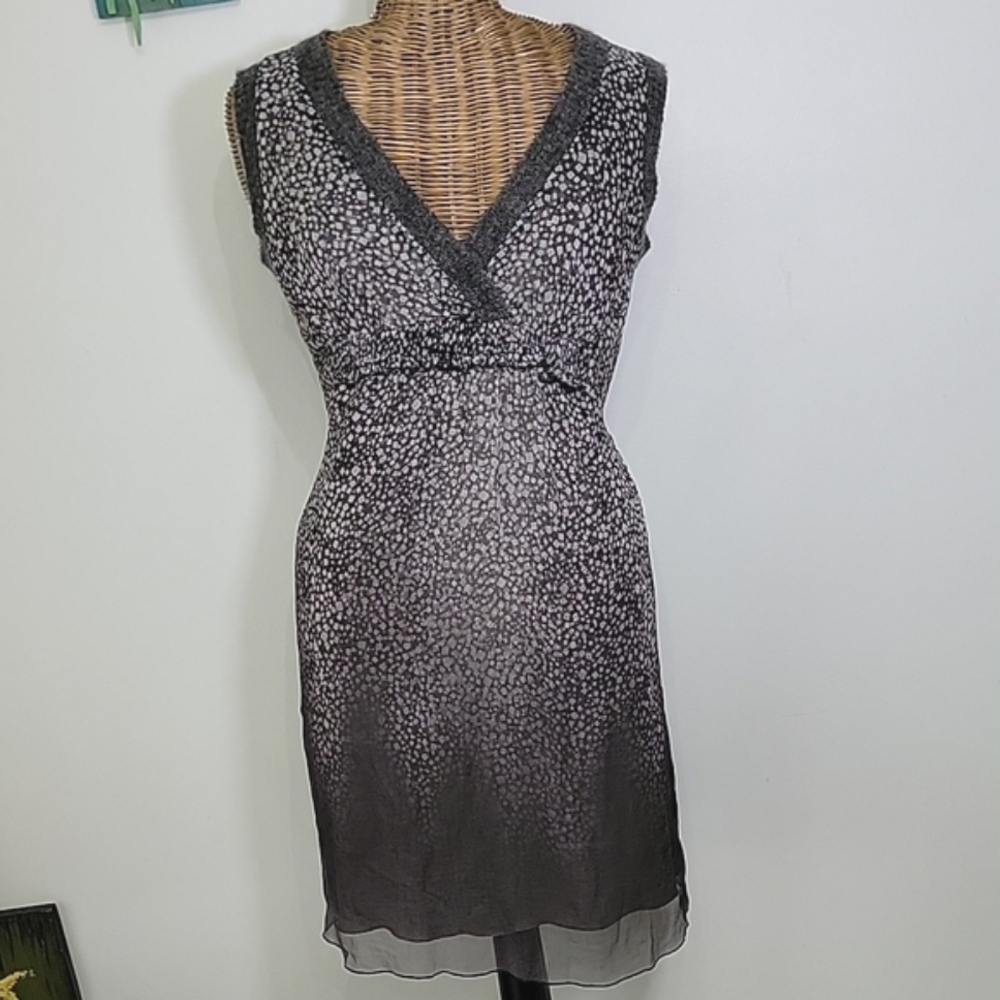 Trussardi Silk Mohair Trimmed Ombre Fade Dress sz46 US 10  BinW